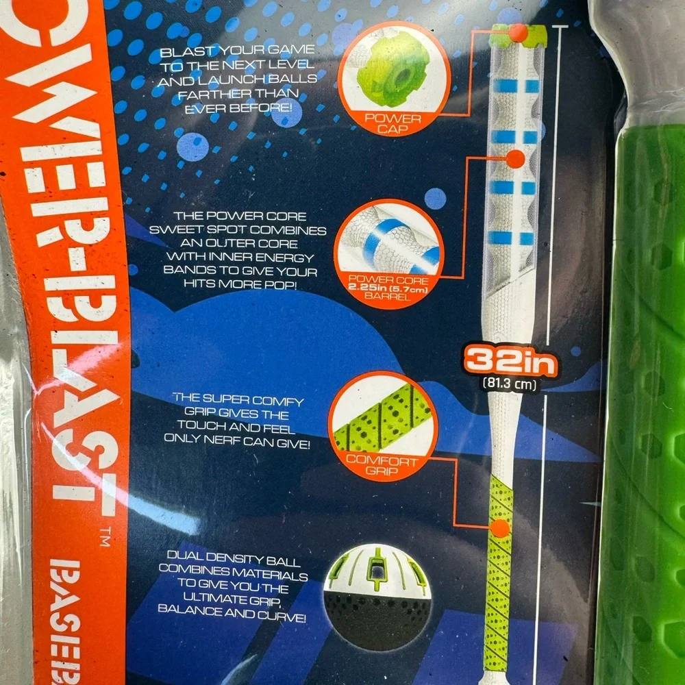 NEW NERF Power Blast Baseball Bat & Ball Set AND Wahu Flat Ball